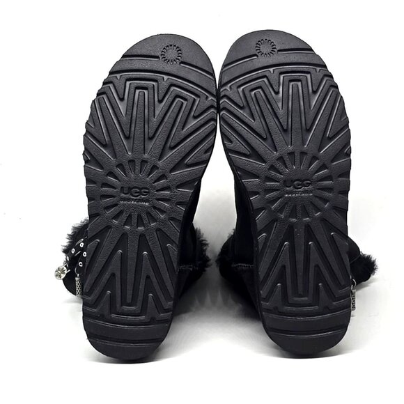 Ugg Azalea Charms Black Suede Short Shearling Sherpa Bootie Boot Women's Size 9 - Picture 11 of 12